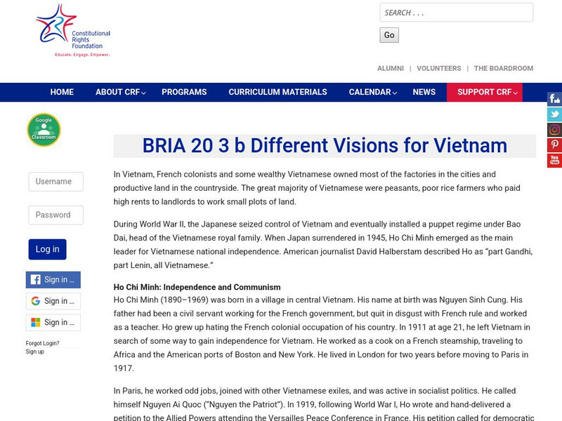 Constitutional Rights Foundation: Nation Building: Different Visions for Vietnam Activity Constitutional Rights Foundation: Nation Building: Different Visions for Vietnam Activity