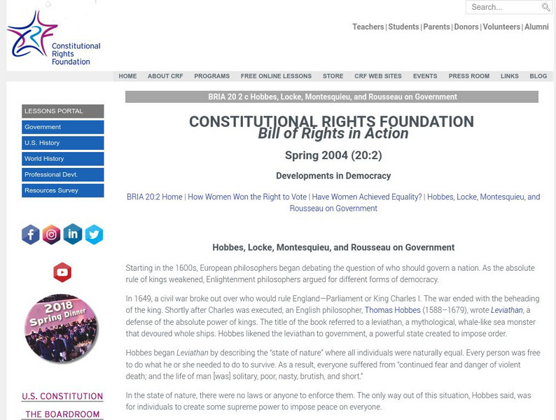 Constitutional Rights Foundation: Developments in Democracy Activity Constitutional Rights Foundation: Developments in Democracy Activity