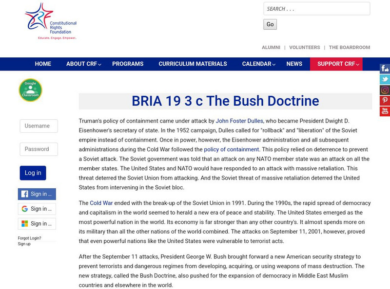 Constitutional Rights Foundation: Controversies: The Bush Doctrine Activity Constitutional Rights Foundation: Controversies: The Bush Doctrine Activity