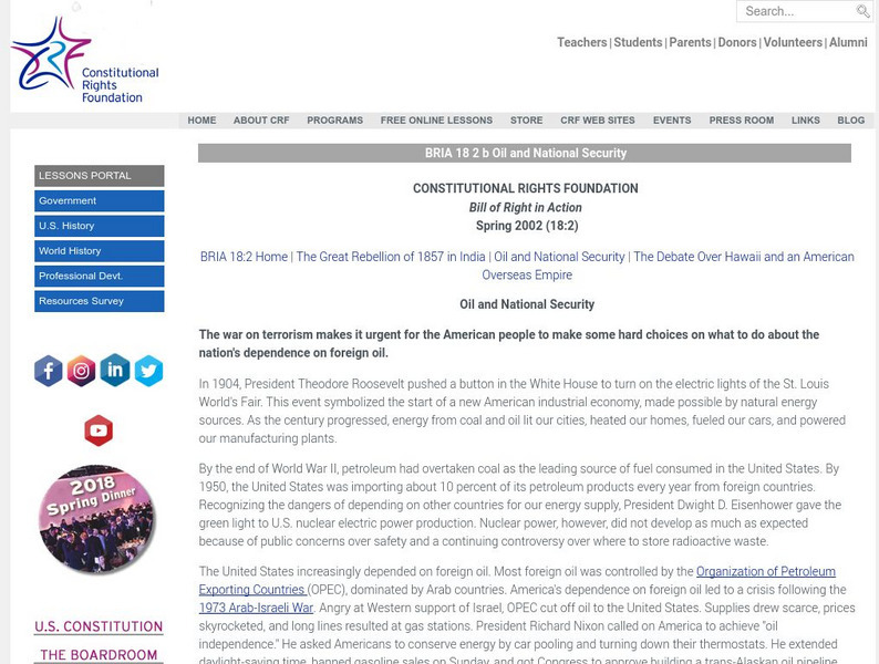 Constitutional Rights Foundation: Oil and National Security Activity Constitutional Rights Foundation: Oil and National Security Activity
