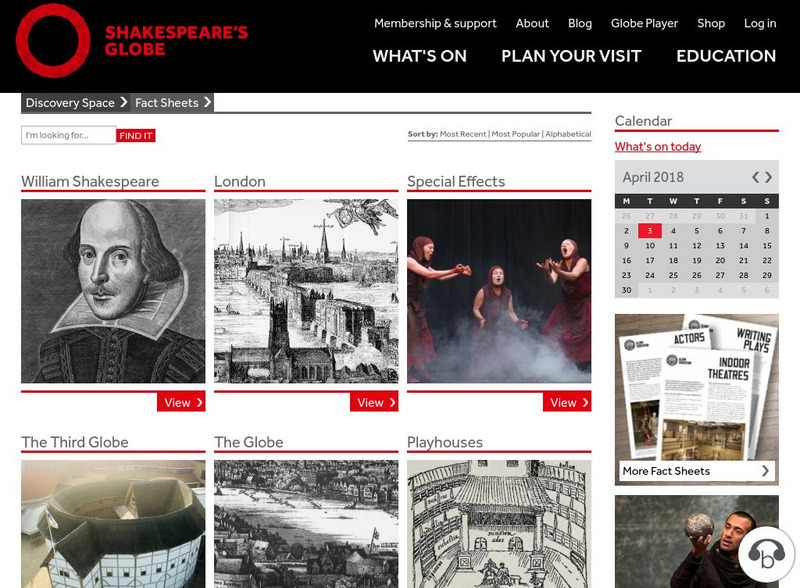 Shakespeare's Globe: Fact Sheets Article Shakespeare's Globe: Fact Sheets Article