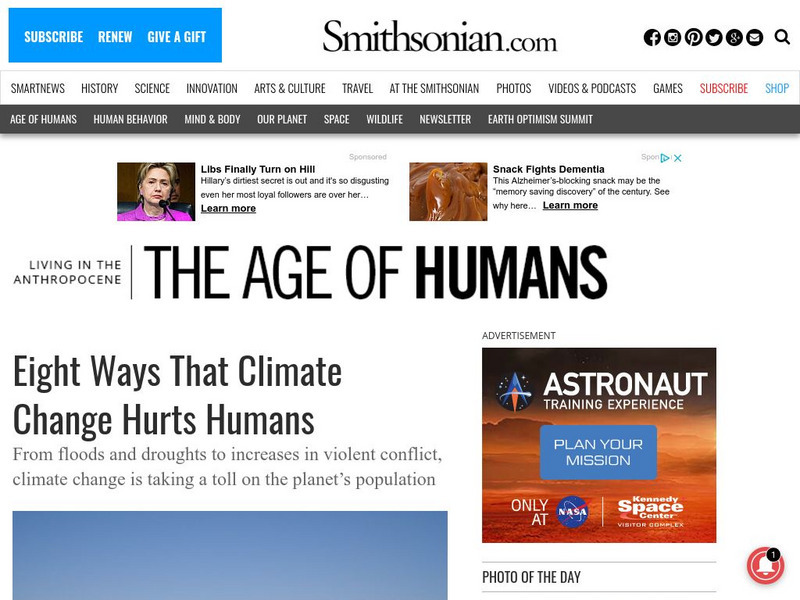 Smithsonian: Eight Ways That Climate Change Hurts Humans Article Smithsonian: Eight Ways That Climate Change Hurts Humans Article