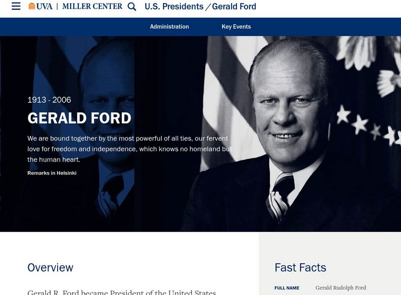 Miller Center at Uva: u.s. Presidents: Gerald Ford: Elizabeth "Betty" Ford, First Lady Handout Miller Center at Uva: u.s. Presidents: Gerald Ford: Elizabeth "Betty" Ford, First Lady Handout