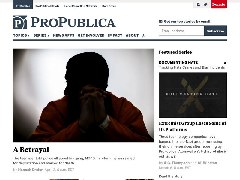 Pro Publica: Journalism in the Public Interest Website Pro Publica: Journalism in the Public Interest Website