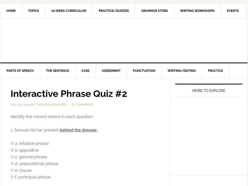 The Tongue Untied: Interactive Phrase Quiz #2 Unknown Type