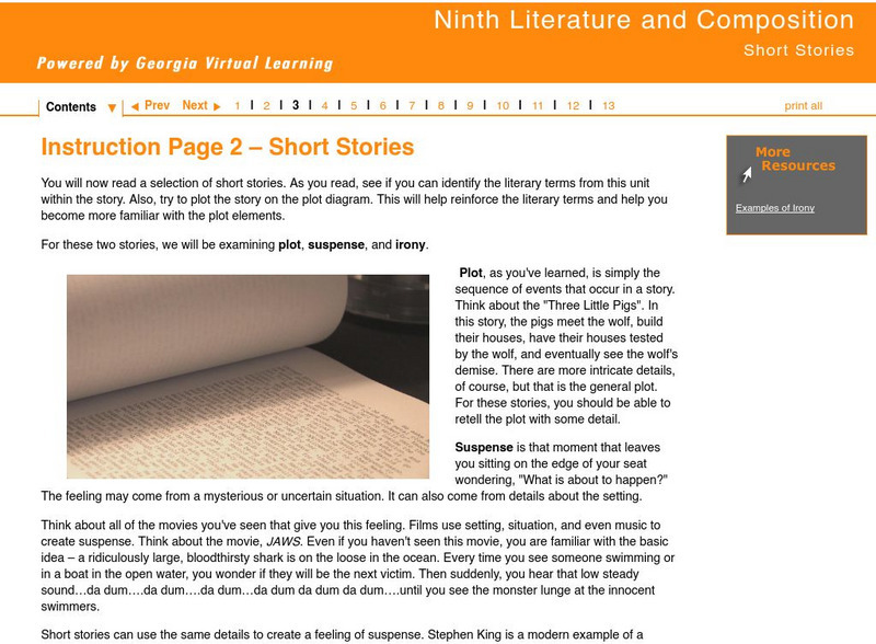 Ga Virtual Learning: Short Stories: Instruction Page 2: Short Stories Unit Plan Ga Virtual Learning: Short Stories: Instruction Page 2: Short Stories Unit Plan