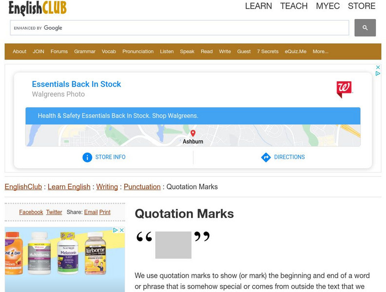 English Club: Quotation Marks (Double, Single) Website English Club: Quotation Marks (Double, Single) Website