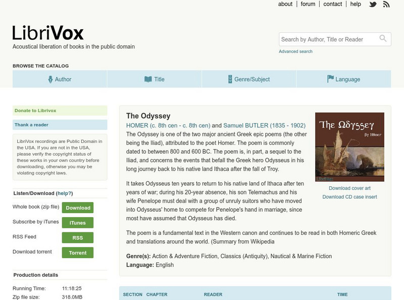 Libivox: The Odyssey by Homer Primary Libivox: The Odyssey by Homer Primary