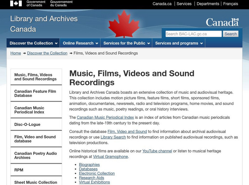 Library and Archives Canada: Music and Performing Arts Handout Library and Archives Canada: Music and Performing Arts Handout