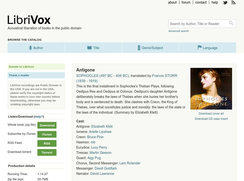 Libivox: Antigone by Sophocles Primary Libivox: Antigone by Sophocles Primary