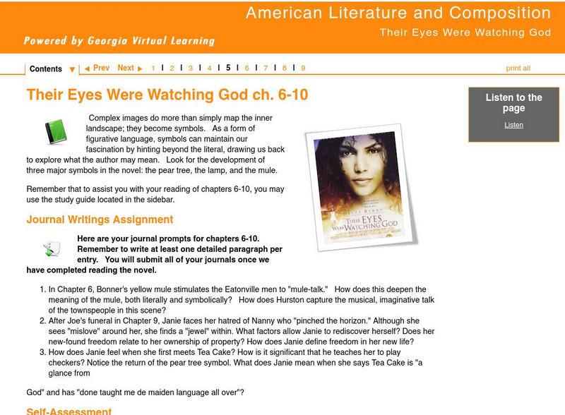 Ga Virtual Learning: Their Eyes Were Watching God: Chapters 6 10 Unit Plan Ga Virtual Learning: Their Eyes Were Watching God: Chapters 6 10 Unit Plan