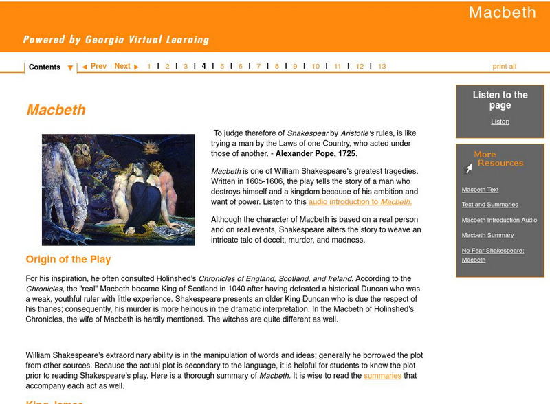 Ga Virtual Learning: Macbeth Unit Plan Ga Virtual Learning: Macbeth Unit Plan