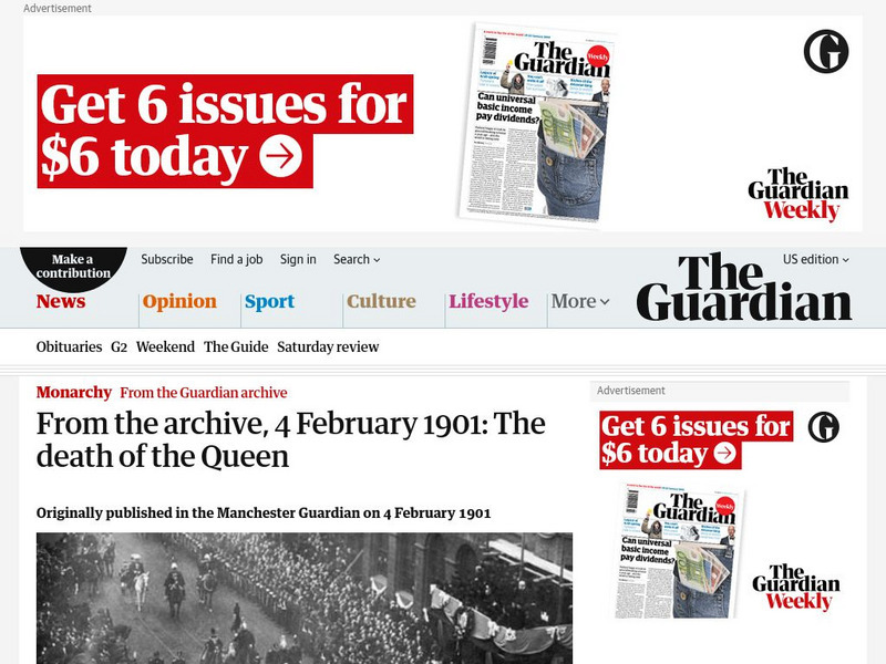 Guardian: From the Archive, 4 February 1901: Death of the Queen [Victoria] Article