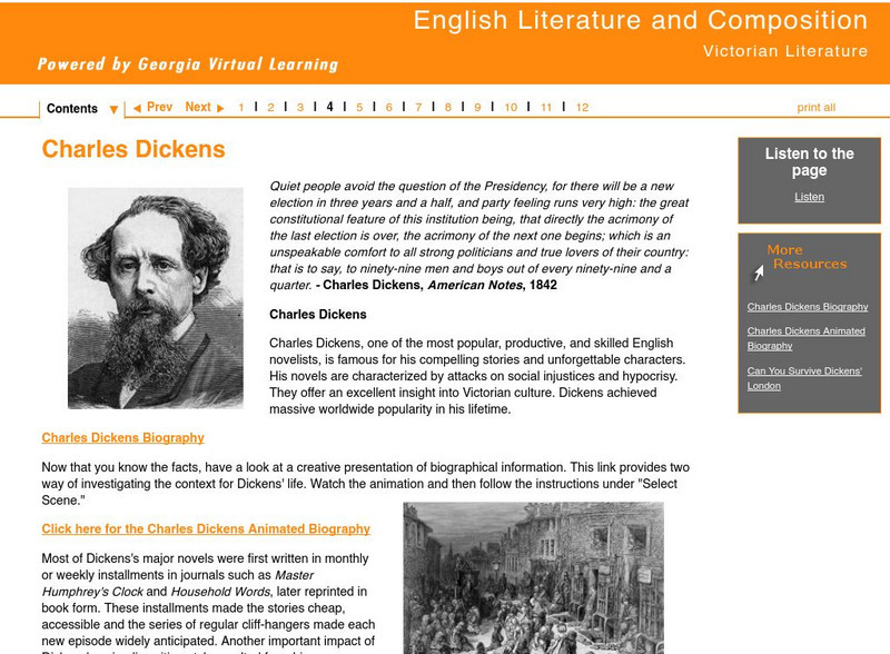 Ga Virtual Learning: Victorian Literature: Charles Dickens Unit Plan Ga Virtual Learning: Victorian Literature: Charles Dickens Unit Plan