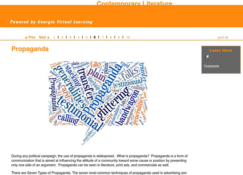 Ga Virtual Learning: Contemporary Issues: Propaganda Unit Plan