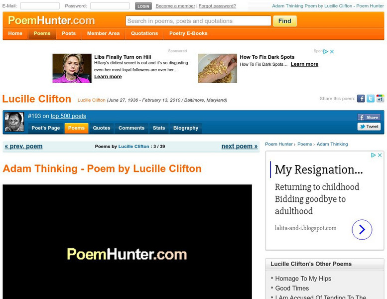 Poetry Hunter: Adam Thinking Audio Poetry Hunter: Adam Thinking Audio