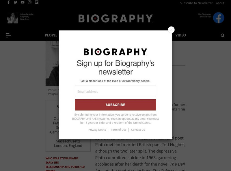 Biography: Sylvia Plath Biography Article Biography: Sylvia Plath Biography Article