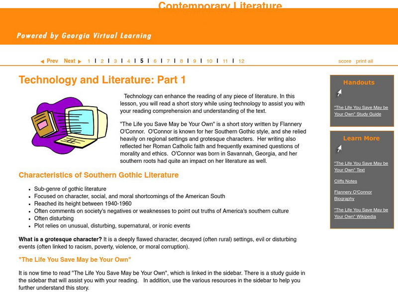 Ga Virtual Learning: Technology and the World: Technology and Literature: Part 1 Unit Plan Ga Virtual Learning: Technology and the World: Technology and Literature: Part 1 Unit Plan