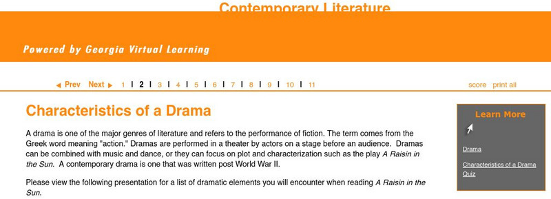 Ga Virtual Learning: Contemporary Drama: Characteristics of a Drama Unit Plan Ga Virtual Learning: Contemporary Drama: Characteristics of a Drama Unit Plan