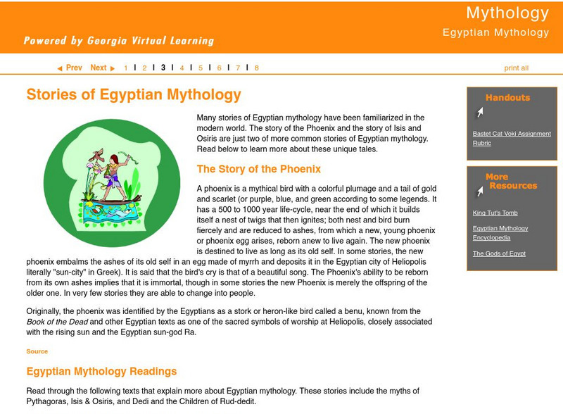 Ga Virtual Learning: Stories of Egyptian Mythology Unit Plan Ga Virtual Learning: Stories of Egyptian Mythology Unit Plan