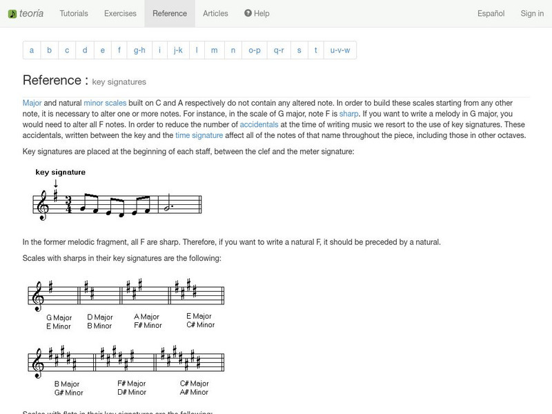 Teoria: Key Signatures Handout Teoria: Key Signatures Handout