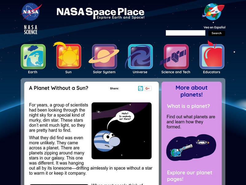 Nasa: Space Place: The Lone Planet Handout Nasa: Space Place: The Lone Planet Handout
