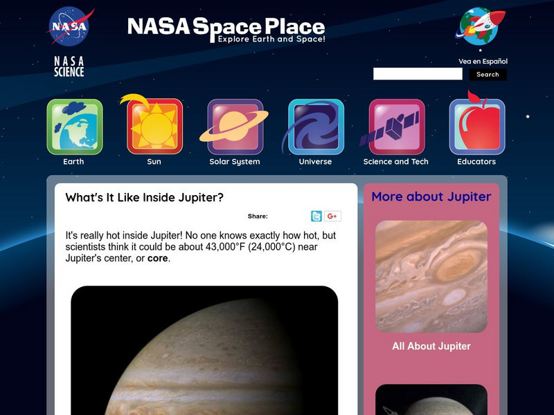 Nasa: Space Place: What's It Like Inside Jupiter? Handout