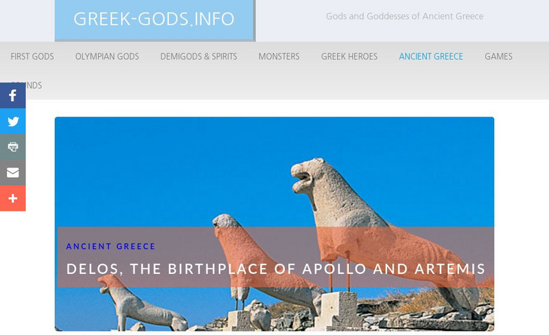 Greek Gods: Ancient Greece: Delos Handout Greek Gods: Ancient Greece: Delos Handout