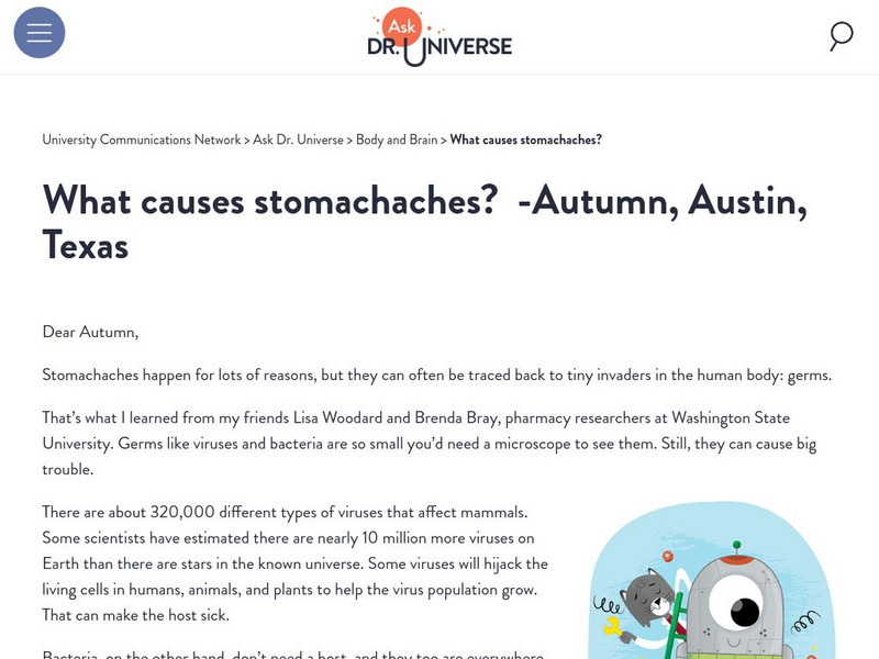 Washington State University: Ask Dr. Universe: What Causes Stomachaches? Article