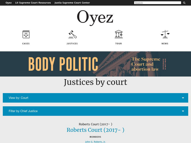 The Oyez Project: u.s Supreme Court Justices Handout The Oyez Project: u.s Supreme Court Justices Handout