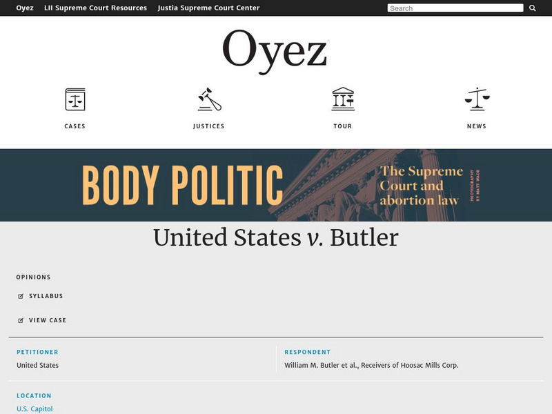 Oyez Project: United States v. Butler (1936) Activity Oyez Project: United States v. Butler (1936) Activity