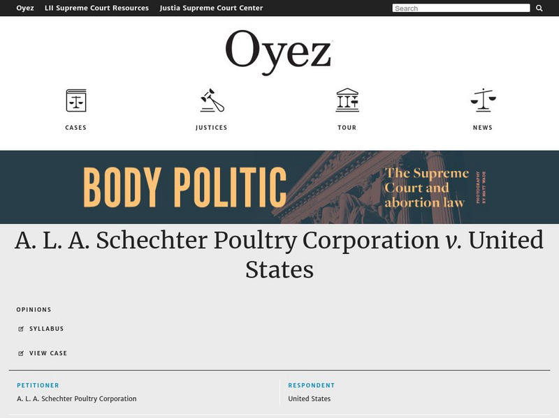 Oyez: Schechter Poultry Corp. V. United States (1935) Activity