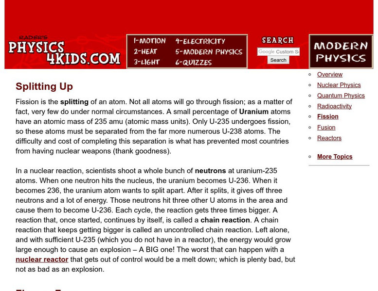 Physics4 Kids: Modern Physics: Splitting Up Handout Physics4 Kids: Modern Physics: Splitting Up Handout