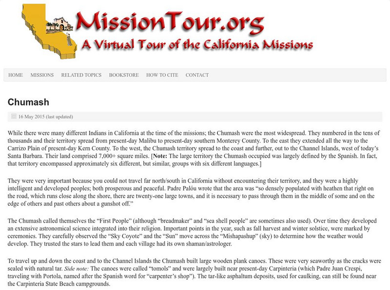 Mission Tour: A Virtual Tour of the California Missions: Chumash Website Mission Tour: A Virtual Tour of the California Missions: Chumash Website
