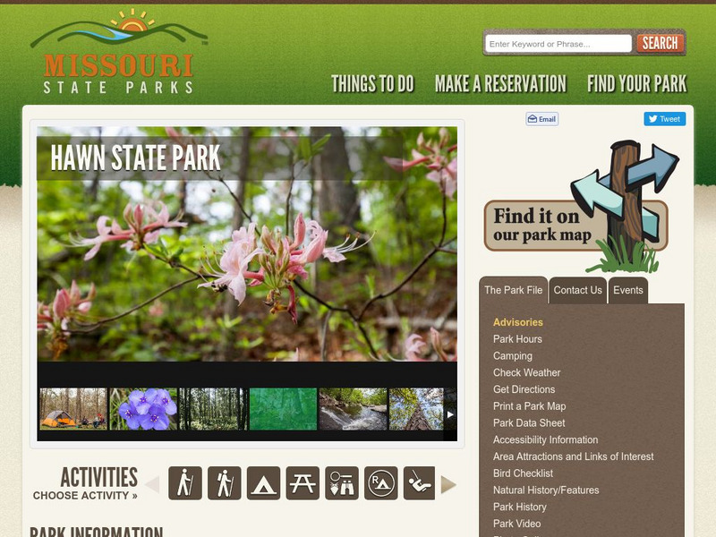 Missouri State Parks: Hawn State Park Website