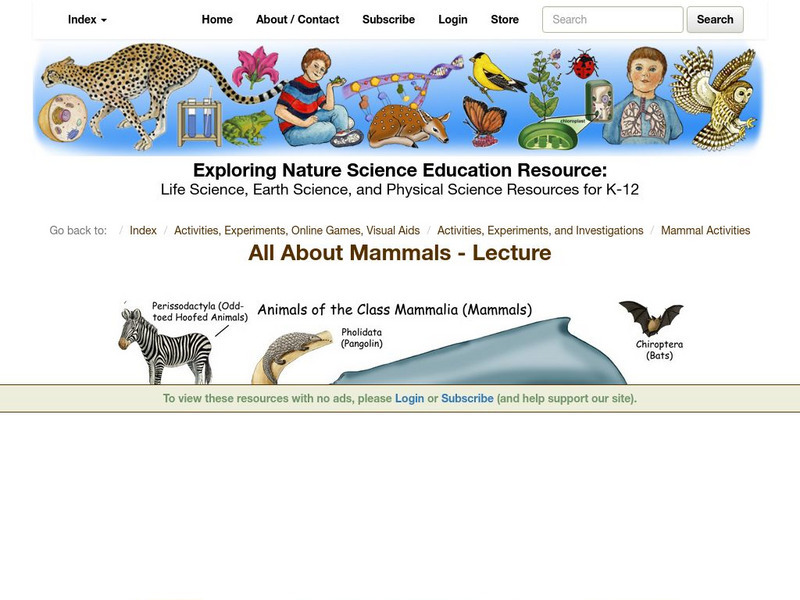 Exploring Nature Educational Resource: All About Mammals: Lecture Handout Exploring Nature Educational Resource: All About Mammals: Lecture Handout