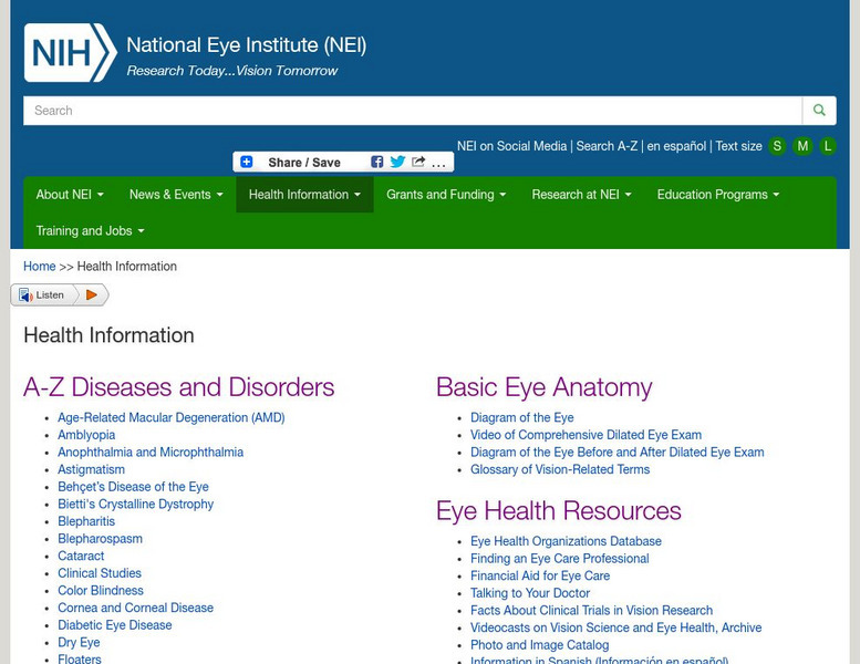 National Eye Institute: Health Information Website National Eye Institute: Health Information Website