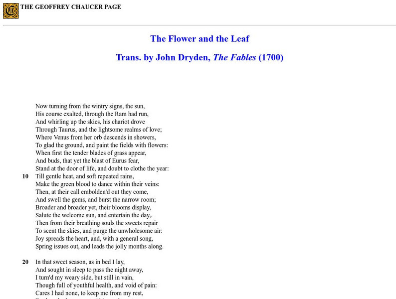 The Harvard Chaucer Page: "Flower and the Leaf" Website The Harvard Chaucer Page: "Flower and the Leaf" Website