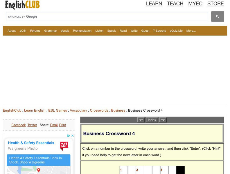 English Club: Business Crossword 4 Activity English Club: Business Crossword 4 Activity