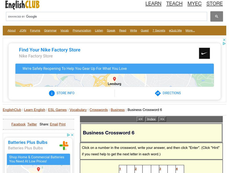 English Club: Business Crossword 6 Activity English Club: Business Crossword 6 Activity
