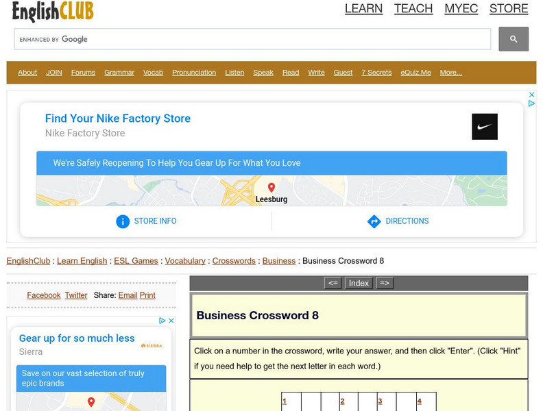 English Club: Business Crossword 7 Activity English Club: Business Crossword 7 Activity