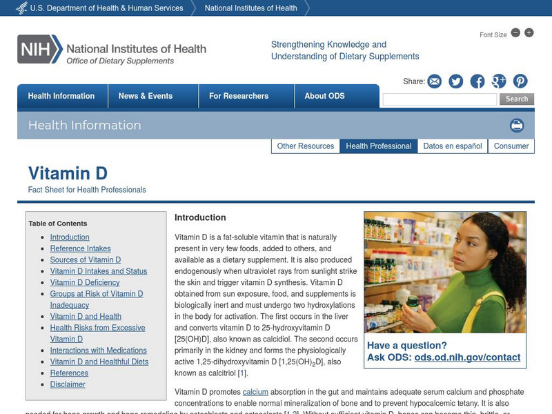 Nih Clinical Center: Vitamin D Website Nih Clinical Center: Vitamin D Website