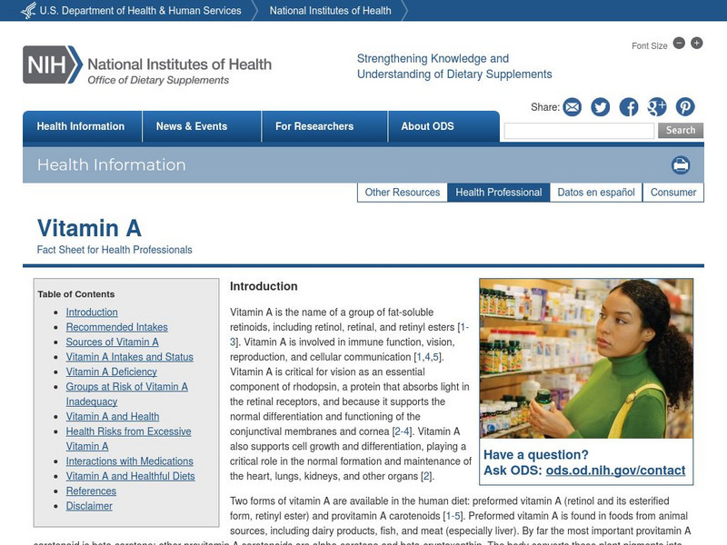 Office of dietary supplements vitamin a and carotenoids website for