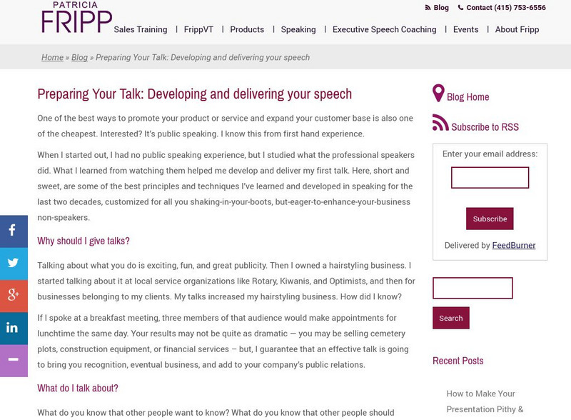 Fripp & Associates: Preparing Your Talk Article Fripp & Associates: Preparing Your Talk Article