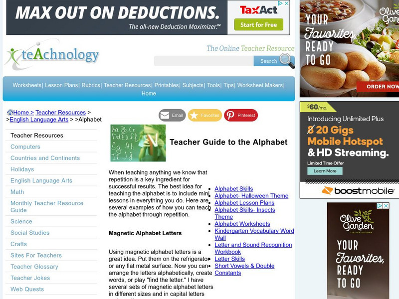 Teachnology: Teacher Guide to the Alphabet Unknown Type Teachnology: Teacher Guide to the Alphabet Unknown Type