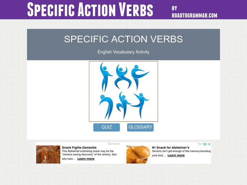 Road to Grammar: Specific Action Verbs Activity Road to Grammar: Specific Action Verbs Activity