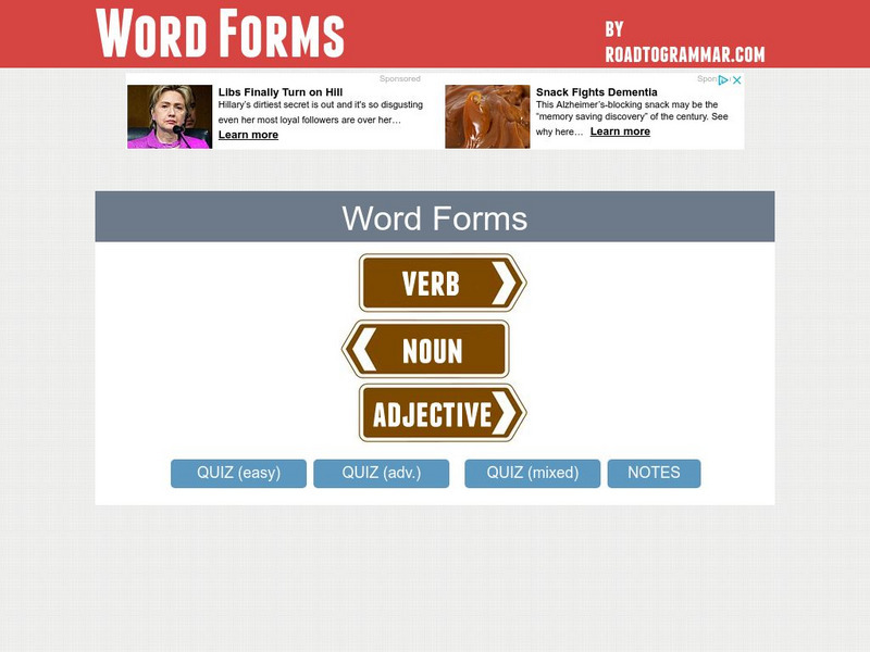 Road to Grammar: Word Forms Interactive Road to Grammar: Word Forms Interactive