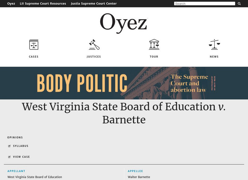 Oyez.org: West Virginia v. Barnette Activity