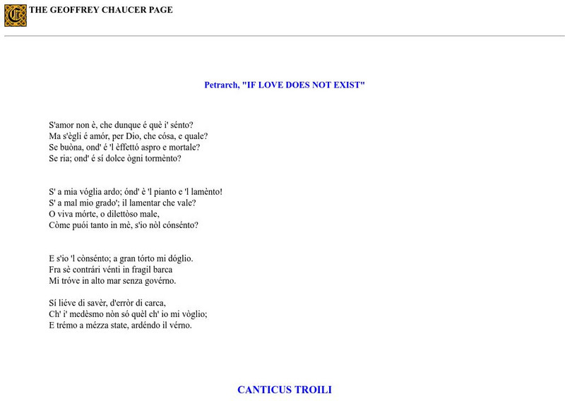 Harvard's Chaucer Page: Compare Chaucer & Petrarch Primary Harvard's Chaucer Page: Compare Chaucer & Petrarch Primary