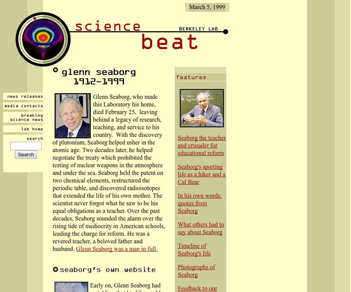Berkeley Lab: Science Beat: Glenn Seaborg Website Berkeley Lab: Science Beat: Glenn Seaborg Website